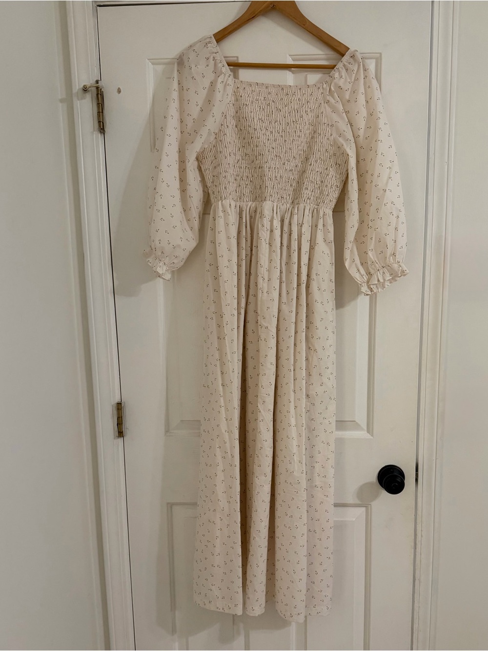 Worth Collective - Smocked Square-Neck Maxi Dress in Cream - Picture 2 of 4